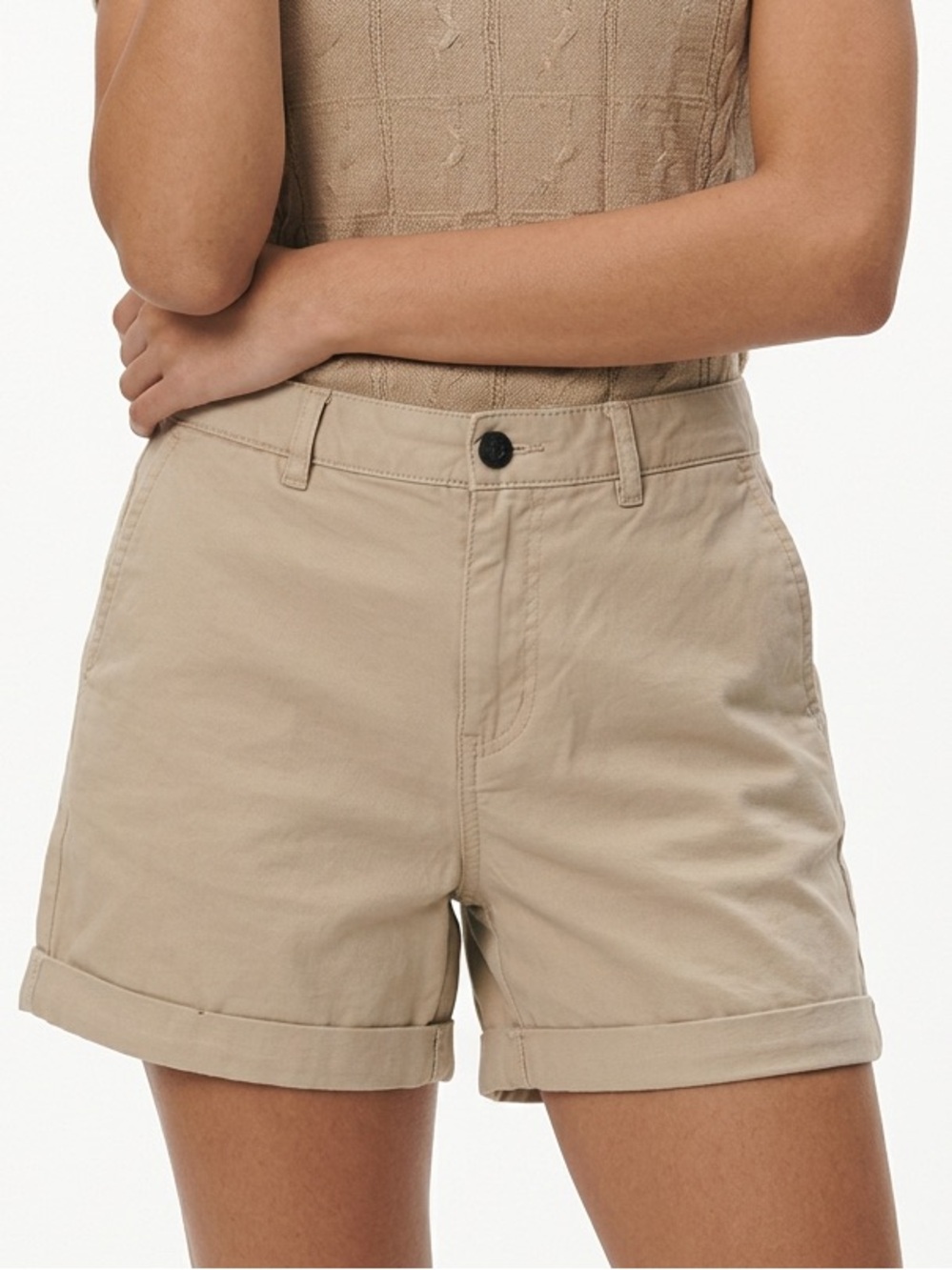 BEAR BOTTOM | Light Tan Casual Elastic Waist Cotton-Blend Shorts Women’s Size XL